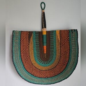 Handcrafted Multicolor Woven African XL  Fan